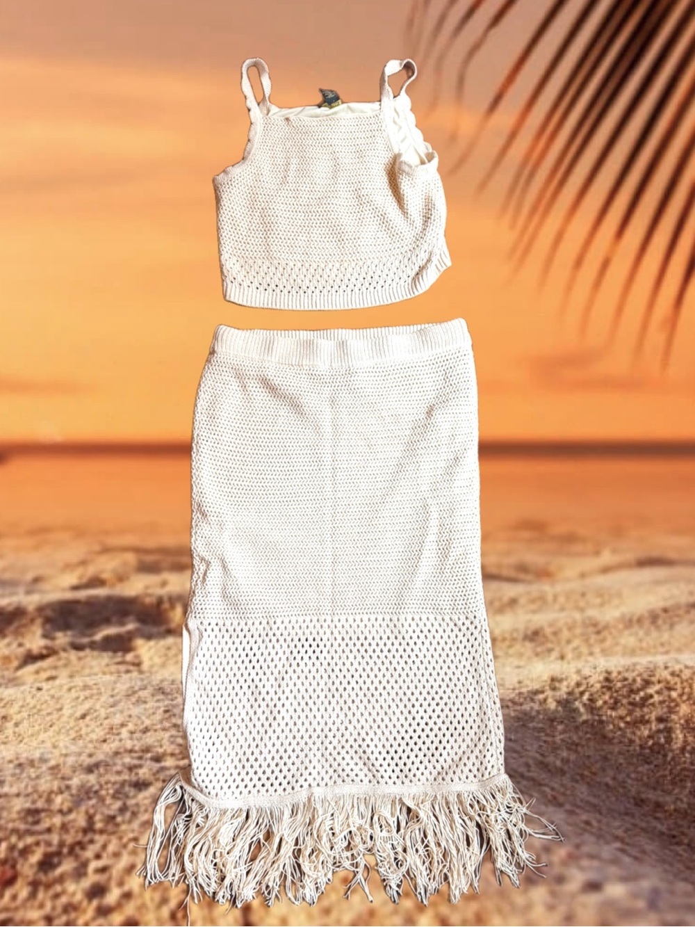 House of Harlow 1960 Crochet Fringe Set NWT